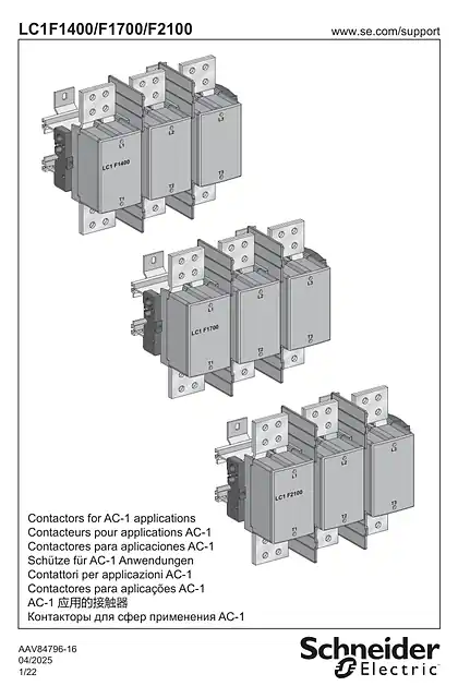 schneider施耐德LC1F1400...F2100 Contactors - 说明页